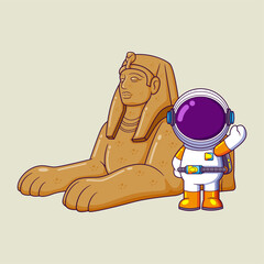 Wall Mural - A Astronaut posing near Sphinx Pyramid of Egypt