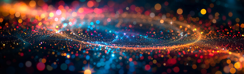 Wall Mural - Festive glitter abstract background of multi colored particles