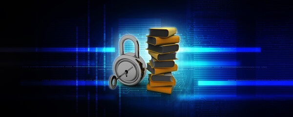 Poster - 3d rendering folder protected lock