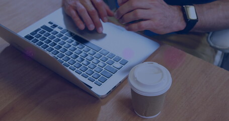 Poster - Image of 6g texts over caucasian man using laptop