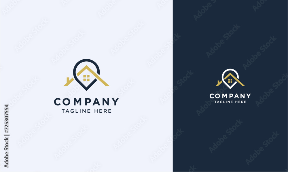 real estate logo, Home location with house and map marker logo Design ...