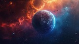 Fototapeta Młodzieżowe - Marvel at a radiant planet in the boundless orbit of outer space, Ai Generated.