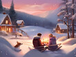 Illustrate a heartening Valentine's Day moment in a cozy setting