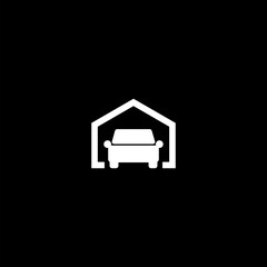 Wall Mural - Simple garage icon isolated on dark background