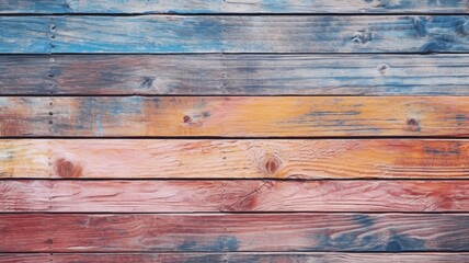 Poster - colorful vintage wooden top texture background. exuberant image. generative ai