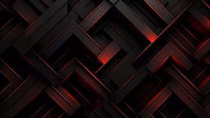 Wall Mural - Black and dark red background, Geometric pattern. generative ai