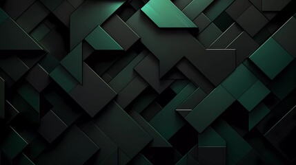 Poster - Black and dark green background, Geometric pattern. generative ai