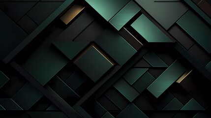 Poster - Black and dark green background, Geometric pattern. generative ai