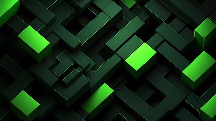 Aufkleber - Black and light green background, Geometric pattern. generative ai