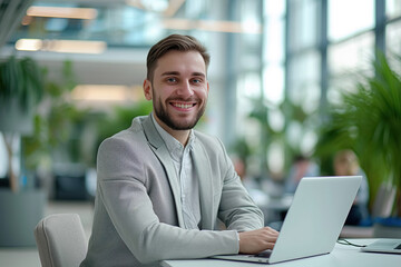 Smiling Man Office IT-Specialist - Confident and Approachable Professional in Technology Field, Ideal for Corporate and Tech Contexts, Generated AI