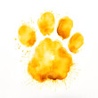 Yellow dog paw print watercolor painting 