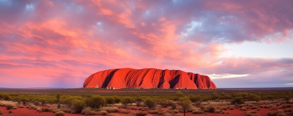 Uluru Ayers rock before sunset at Australia. Generative ai