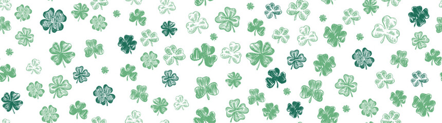 Wall Mural - Sketch set clover. St. Patrick's Day. Hand drawn illustration.	
