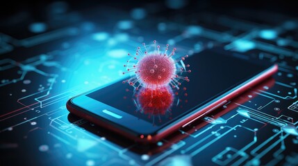 Smartphone virus alert. Generative AI