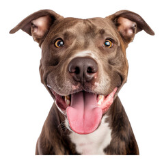 Wall Mural - Studio portrait of smiling pit bull with it's tongue out