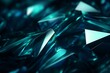 Luxury banner featuring teal and blue crystal shapes with refractive textures. Modern and vibrant 3D rendering with empty space for text. Generative AI