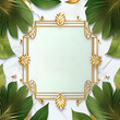 a gold frame surrounded by green leaves, Social media Luxury covers, Card template, card template, minimalistic, design, illustration, card, Instgram, Tiktok, Facebook, Twitter, X, Pinterest