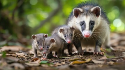  Opossum with cubs