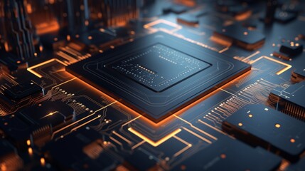 Poster - Futuristic electronic circuit tech: abstract 2d illustration background
