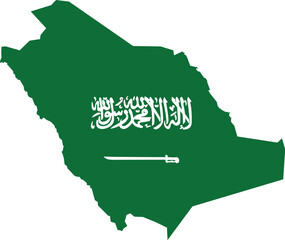 Wall Mural - Saudi Arabia map with flag isolated on white background