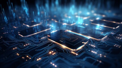 Poster - Futuristic electronic circuit tech: abstract 2d illustration background