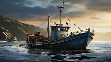 fisher boat, realistic, --ar 16:9 --v 5.2 Job ID: 387008a7-685a-4da8-a7df-8b13c209324b