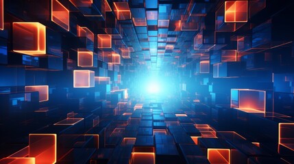 Poster - glowing futuristic gaming abstract - vibrant 3d render for dynamic digital experiences