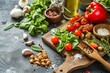 © Hannes - Fresh Cooking Ingredients with Herbs, Spices, and Vegetables on Dark Stone Background