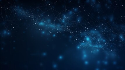 Poster - Abstract futuristic space: 3d rendering of blue dark background with interconnected dots and lines