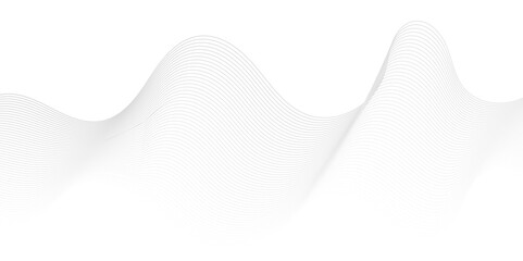 Modern abstract white wave digital geometric Technology, data science frequency gradient lines on transparent background. Isolated on white background. gray and white wavy stripes background.