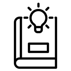 Poster - Light bulb and open book or textbook vector icon. Lightbulb, knowledge, education concept outline icon