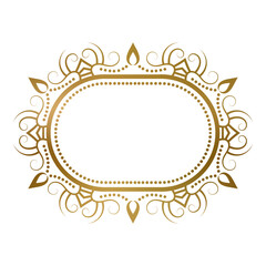 Poster - Golden vintage frame with ethnic ornaments for text. Perfect for elegant label decoration, nameplate or price tag design.