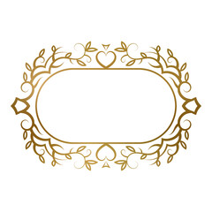 Poster - Golden vintage frame with floral ornaments for title. Suitable for romantic card decoration, nameplate or cover design.