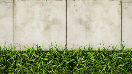 Wall Mural - Green grass strip with a brown tiled texture backdrop.