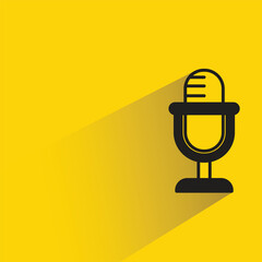 Poster - microphone icon with shadow on yellow background