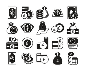 Canvas Print - Pound currency money icons set vector illustration