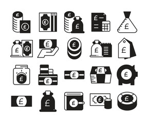 Canvas Print - Pound currency money icons set vector illustration