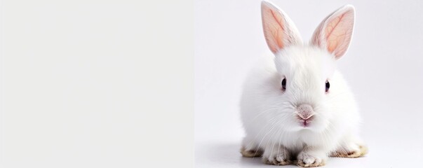 Wall Mural - white rabbit on white background HD 8K wallpaper Stock Photographic Image