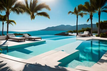 Canvas Print - pool in the tropical resort