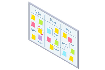 Poster - Isometric Business Project Management System. Planning showing tasks and deadlines. Project manager updating tasks and milestones progress planning. Digital Calendar Schedule.