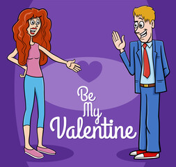 Poster - Valentines Day design with funny cartoon young couple