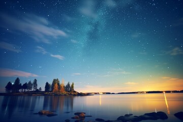 Canvas Print - night sky lit up with milky way and stars