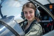 Junge Pilotin in einem Kampfjet 
