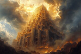 Fototapeta Tulipany - illustration of the Tower of Babel from the Old Testament, Bible