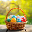 Colored Easter eggs in basket
