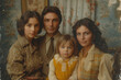 Illustration of young american family photo of 1970s