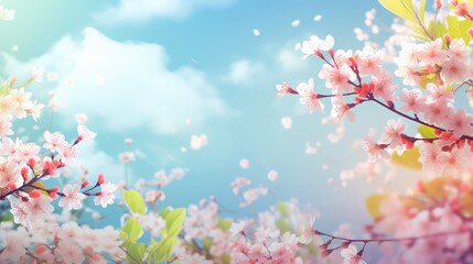  Spring flowers background with bokeh effect. Beautiful nature scene.