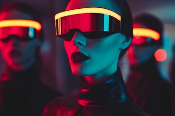 Avant-garde woman dressed in cyberpunk style