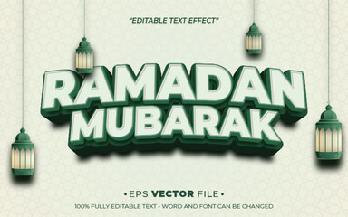 Poster - ramadan mubarak 3d text effect editable vector and background
