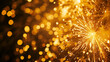 An energetic burst of golden fireworks against a backdrop of velvety darkness, radiating a sense of festivity
